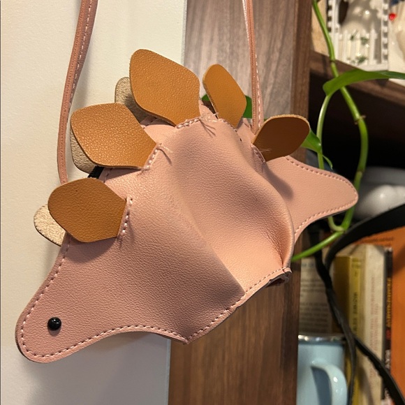 Mini Dinosaur Purse | Blush Pink Novelty Crossbody Bag - Picture 2 of 5